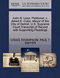 John N. Lenz, Petitioner, V. Albert E. Cobo, Mayor of the City of Detroit. U.S. Supreme Court Transcript of Record with Supporting Pleadings