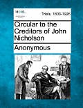 Circular to the Creditors of John Nicholson