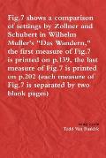 Fig.7 shows a comparison of settings by Zollner and Schubert in Wilhelm Muller's Das Wandern, the first measure of Fig.7 is printed on p.139, the la