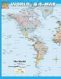 World & U S Map Laminated Reference