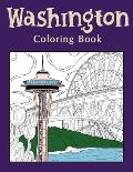 Washington Coloring Book: Coloring Books for Adults, Washington State Art, Museum of Glass, Seattle Great Wheel, Columbia Valley, Skagit