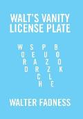 Walt's Vanity License Plate: Word Search Puzzle Book