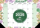 Succulents 2025 17" x 12" Small Monthly Deskpad