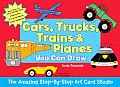 Cars Trucks Trains & Planes You Can Draw The Amazing Step By Step Art Card Studio With More Than 30 Instructional Cards & 8 Colored Pencils &