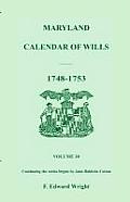 Maryland Calendar of Wills, Volume 10: 1748-1753