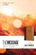 Bible Message Deluxe Gift Contemporary Language Brown Saddle Tan Leather Look