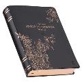 The Spiritual Growth Bible, Study Bible, NLT - New Living Translation Holy Bible, Faux Leather, Black Rose Gold Debossed Floral