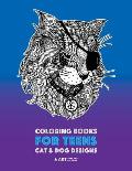 Coloring Books For Teens: Cat & Dog Designs: Detailed Zendoodle Animals For Relaxation; Advanced Coloring Pages For Older Kids & Teens; Stress R