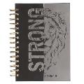 Christian Art Gifts Journal W/Scripture Strong Lion Joshua 1:9, Black and Gray 192 Ruled Pages, Large Hardcover Notebook, Wire Bound