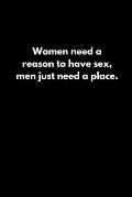 Women need a reason to have sex; men just need a place.