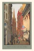 Vintage Journal Painting of Trinity Church, Wall Street, New York City