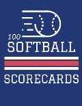 100 Softball Scorecards: 100 Scoring Sheets For Baseball and Softball Games (8.5x11)