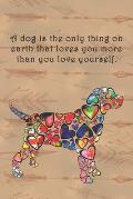 A dog is the only thing on earth that loves you more than you love yourself.: Dot Grid