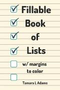 Fill-able Book of Lists: w/ margins to color