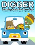 Digger Colouring Books for 8 Year Olds: Verhicle Colouring Book with Crane, Helicopter, Planes, Airplane, Train and Truck for Children Age 4-8