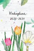 Wochenplaner 2020-2021: Netter Silber Blumen Wochen- und Monatsplaner - Terminkalender Tagesplaner - ein Liebevolles Geschenk f?r Frauen und K