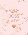 Boss Lady: Inspirational Quote Notebook, Trendy Pink Marble and Rose Gold - 8 x 10, 120 Wide Ruled Pages