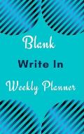 Blank Write In Weekly Planner (Light Blue Abstract Art)