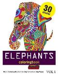 Elephants Coloring Book: 30 Coloring Pages of Elephant Designs in Coloring Book for Adults (Vol 1)