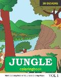 Jungle Coloring Book: 30 Coloring Pages of Jungle Designs in Coloring Book for Adults (Vol 1)