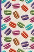 Recipes: Recipe Book with Index Pages; Cute Macaron French Macaroon Cover Design