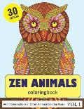 Zen Animals Coloring Book: 30 Coloring Pages of Zen Animals Designs in Coloring Book for Adults (Vol 1)