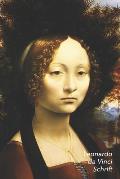 Leonardo da Vinci Schrift: Portret van Ginevra de' Benci Ideaal Voor School, Studie, Recepten of Wachtwoorden Stijlvol Notitieboek voor Aantekeni
