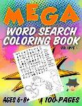 Mega Word Search Coloring Book: Jumbo Sized With 100 Pages - 1000 Vocabulary Words