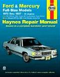 Ford & Mercury Full Size Models Repair Manual 1975 1987 V8 Engines