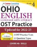 Ohio State Test Prep: Grade 4 English Language Arts Literacy (ELA) Practice Workbook and Full-length Online Assessments: OST Study Guide