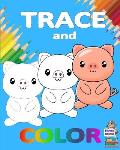 Trace and Color: Learning Collection Ages 3-6 Easy Kids Drawing Preschool Kindergarten Ι Practice line tracing, pen control to tra