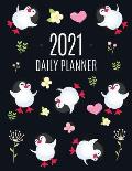 Penguin Daily Planner 2021: Keep Track of All Your Weekly Appointments! Cute Large Black Year Agenda Calendar with Monthly Spread Views Funny Anim