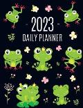 Frog Planner 2023: Funny Amphibian Monthly Agenda January-December Organizer (12 Months) Cute Green Water Animal Scheduler
