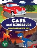 Cars and Dinosaurs Coloring Book for Kids Ages 4-8: 80 Fun and Exciting Space and Car Based Coloring Designs for Boys Ages 4-8 (Childrens Coloring Boo