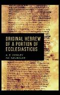 Original Hebrew of a Portion of Ecclesiasticus