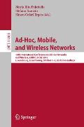 Ad-Hoc, Mobile, and Wireless Networks: 18th International Conference on Ad-Hoc Networks and Wireless, Adhoc-Now 2019, Luxembourg, Luxembourg, October