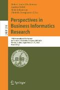Perspectives in Business Informatics Research: 19th International Conference on Business Informatics Research, Bir 2020, Vienna, Austria, September 21