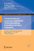 Formalising Natural Languages: Applications to Natural Language Processing and Digital Humanities: 14th International Conference, Nooj 2020, Zagreb, C