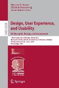 Design, User Experience, and Usability: UX Research, Design, and Assessment: 11th International Conference, Duxu 2022, Held as Part of the 24th Hci In
