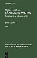 S?mtliche Werke. Bd 1: Lyrik I. Bd 1/Tl 1
