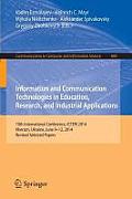 Information and Communication Technologies in Education, Research, and Industrial Applications: 10th International Conference, Icteri 2014, Kherson, U
