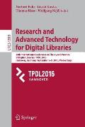 Research and Advanced Technology for Digital Libraries: 20th International Conference on Theory and Practice of Digital Libraries, Tpdl 2016, Hannover