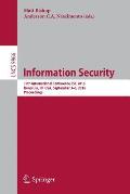 Information Security: 19th International Conference, Isc 2016, Honolulu, Hi, Usa, September 3-6, 2016. Proceedings