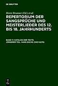 Katalog Der Texte. Jungerer Teil. Hans Sachs (3401-6278)