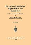 Die Thermodynamischen Eigenschaften Der Metalloxyde: Ein Beitrag Zur Theoretischen H?ttenkunde