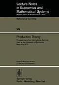 Production Theory: Proceedings of an International Seminar Held at the University at Karlsruhe May - July 1973