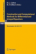 Constructive and Computational Methods for Differential and Integral Equations: Symposium, Indiana University, February 17-20, 1974