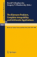 The Riemann Problem, Complete Integrability and Arithmetic Applications: Proceedings of a Seminar Held at the Institut Des Hautes Etudes Scientifiques