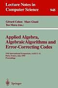 Applied Algebra, Algebraic Algorithms and Error-Correcting Codes: 11th International Symposium, Aaecc-11, Paris, France, July 17-22, 1995. Proceedings
