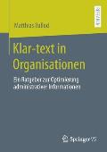 Klar-Text in Organisationen: Ein Ratgeber Zur Optimierung Administrativer Informationen